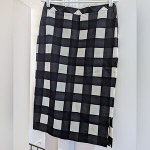 Banana Republic Black and White Checkered Pencil Skirt With Side Slit